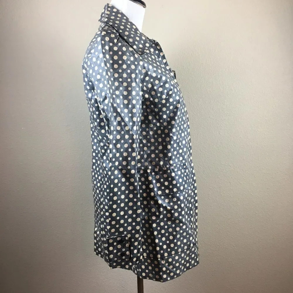 INC Blueish Gray Polka Dot ZIP Up Wax Coat Size S